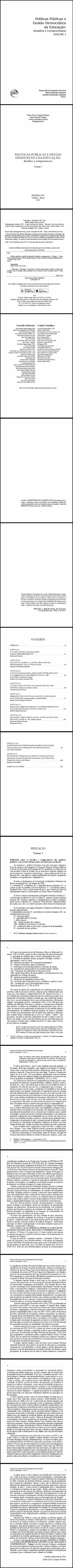 POLÍTICAS PÚBLICAS E GESTÃO DA EDUCAÇÃO:<br> desafios e compromissos – volume 1